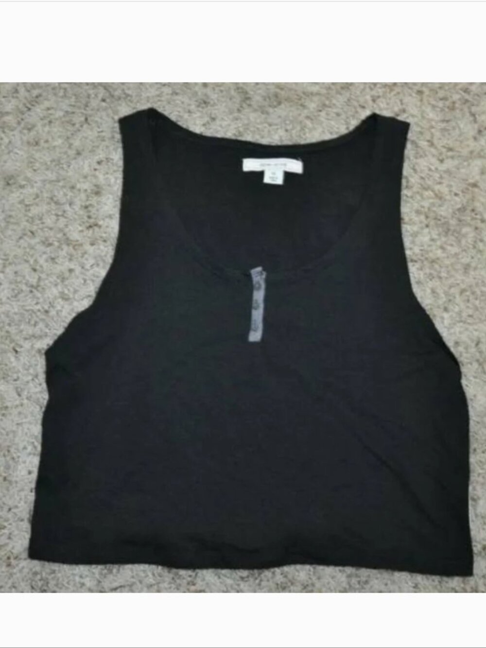 Adam Levine Tank Top Womens L Black Henley Crop Top Jersey Knit Scoop Shirt